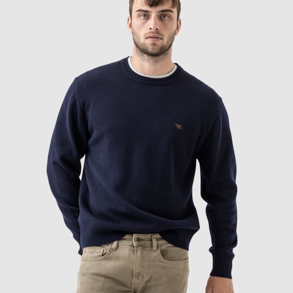 Rodd and Gunn Navy Merino Wool Crewneck Casual Logo Sweater - Picture 1 of 11
